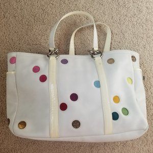 Vintage Coach White and Multicolor Polka Dot Bag